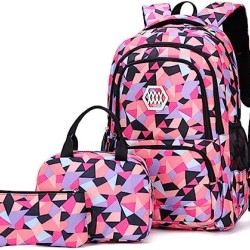 Geometric Printed 3pc School Bag Set