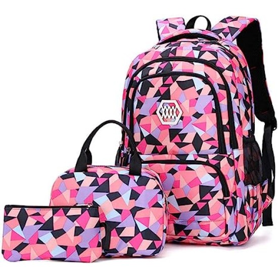 Geometric Printed 3pc School Bag Set