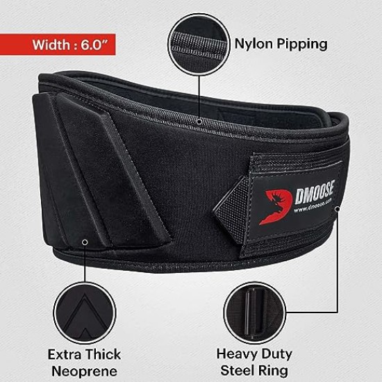 DMoose Fitness Neoprene Weightlifting Belt Back Cushion Foam Support 